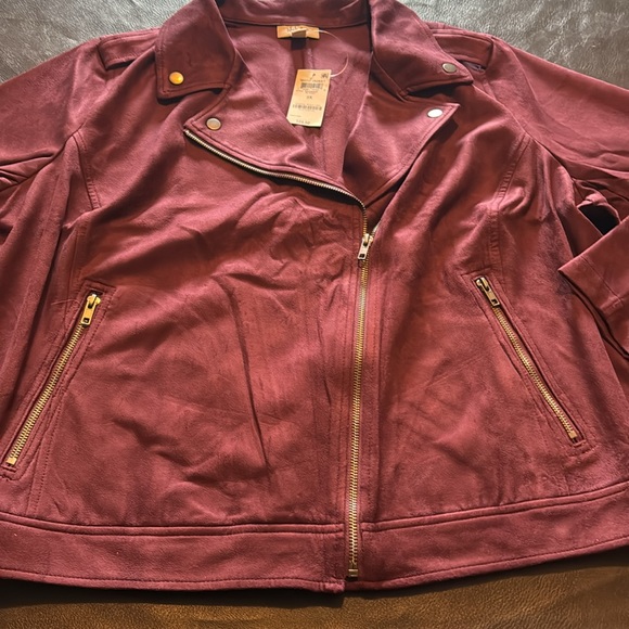Style & Co. Jackets & Blazers - NWT Style & Company Maroon Moto Zip Jacket Size 3X